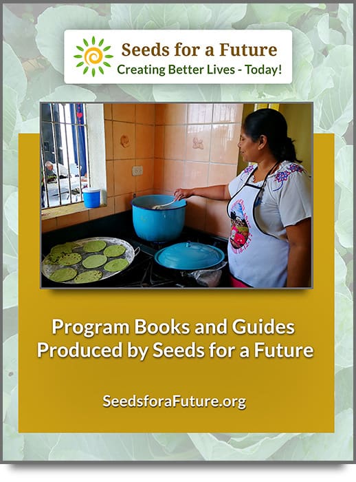 This is a photo of the cover page of the list of Books and Manuals created by the Seeds for a Future team for program participants.